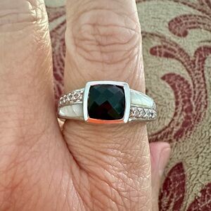 🖤🤍 Judith Ripka Black Onyx & MOP ring sz 11